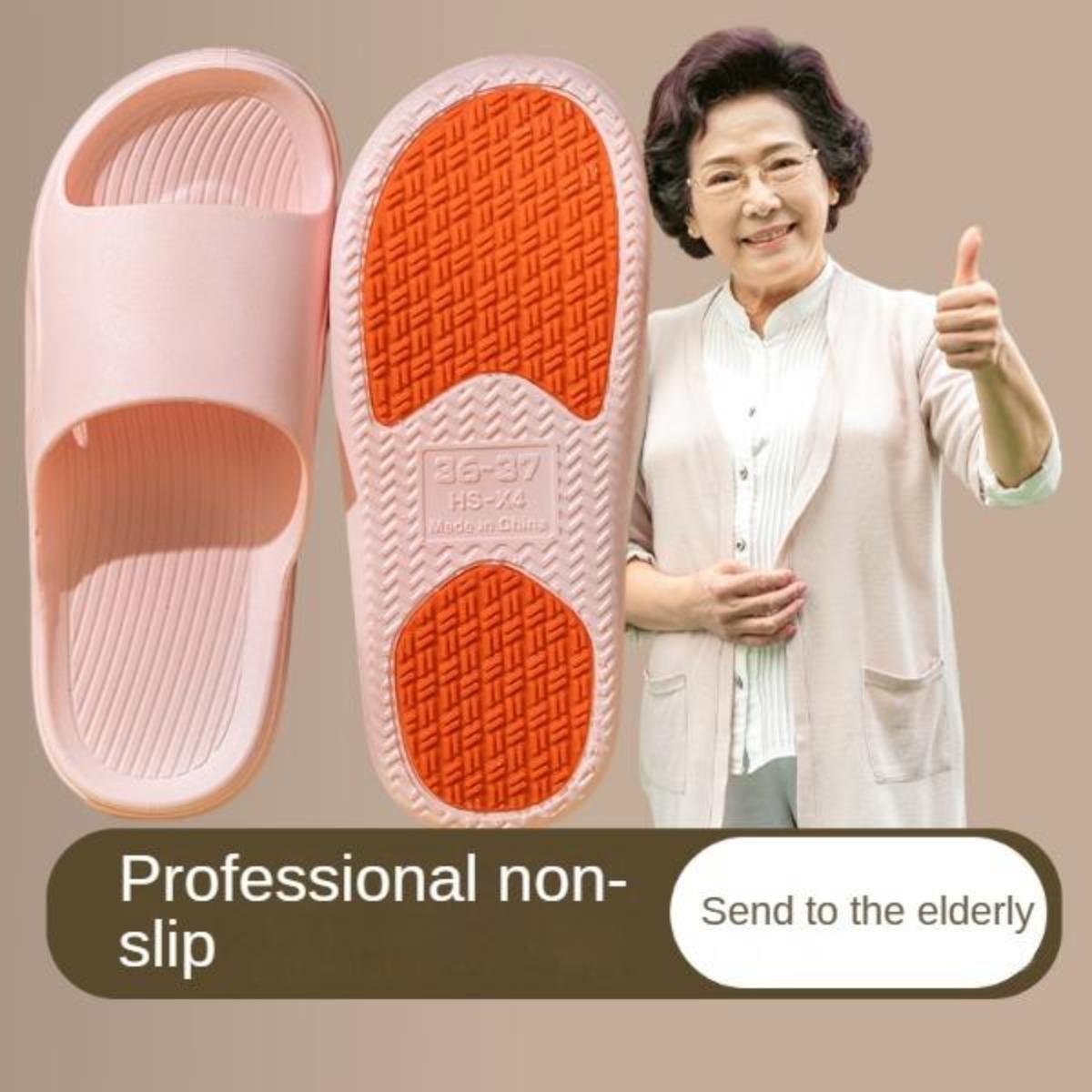 Elderly Non-Slip Slippers Indoor Home Summer Bathroom Bath Slippers Mom and Dad Middle-Aged and Elderly Male Female the Pregnant Home Slippers