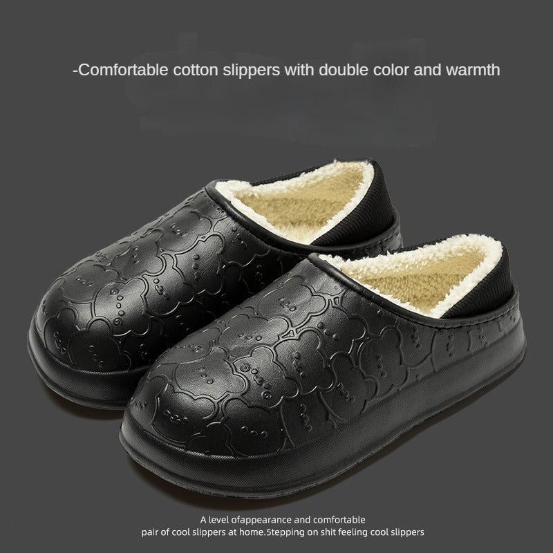 Cotton Slippers Women's Autumn and Winter Indoor Home Waterproof Warm Plush Cotton Shoes