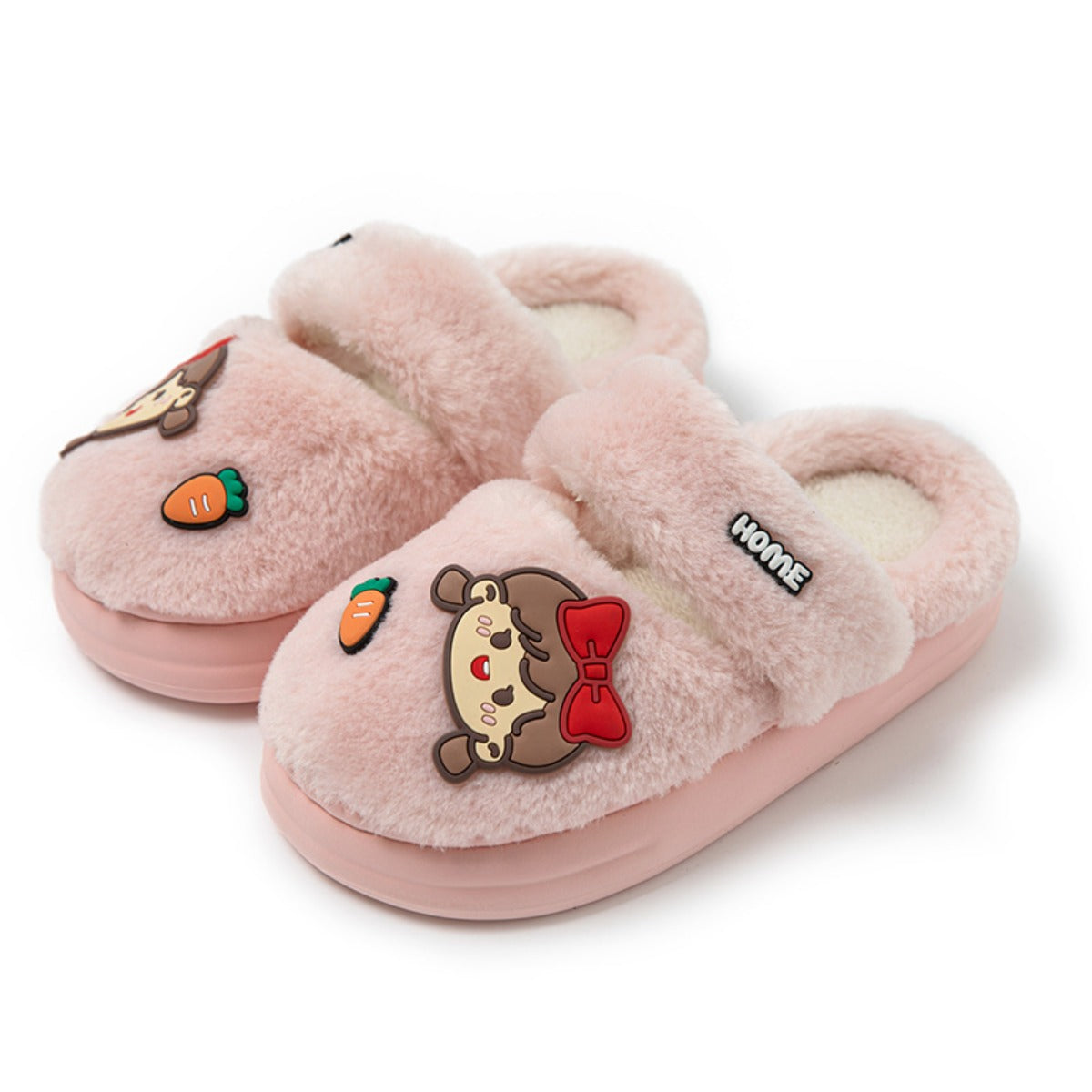 Plush Cotton Slippers Women's Winter Home Indoor Warm Cute Thick-Soled Cotton Slippers