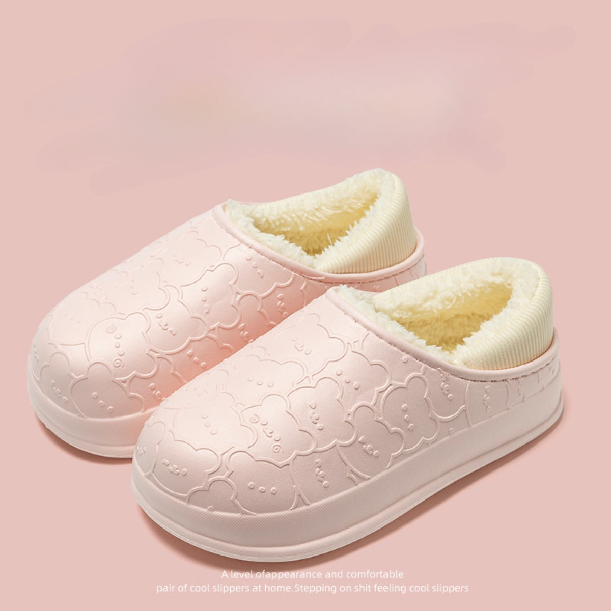 Waterproof Cotton Slippers Women's Winter Indoor Household Thick Bottom Fleece-Lined Couple Ankle Wrap Cotton Shoes