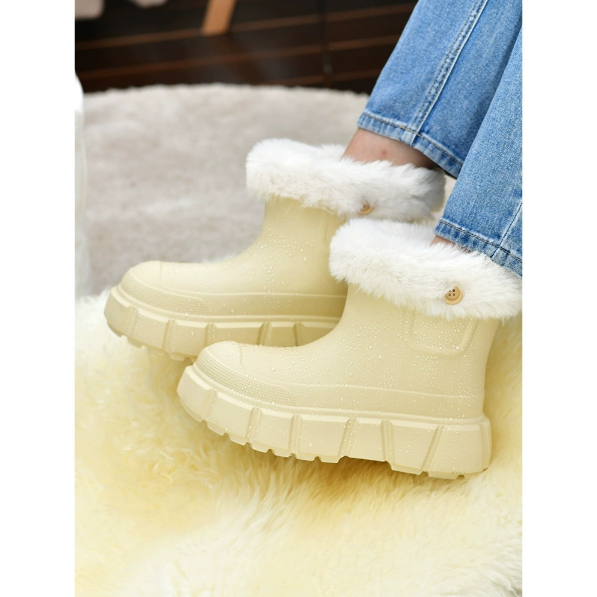 Waterproof Snow Cotton Shoes Women's Platform Martin Boots Removable Pile Cotton Shoes