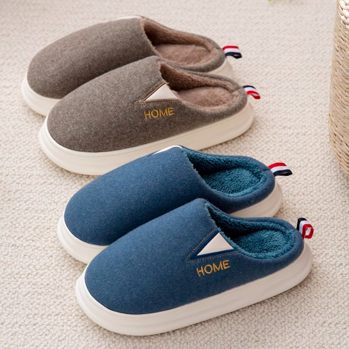 Cotton Slippers Men's Autumn and Winter Indoor Thickening Bottom Home Warm Non-Slip Soft Bottom Couples Cotton Shoes Women