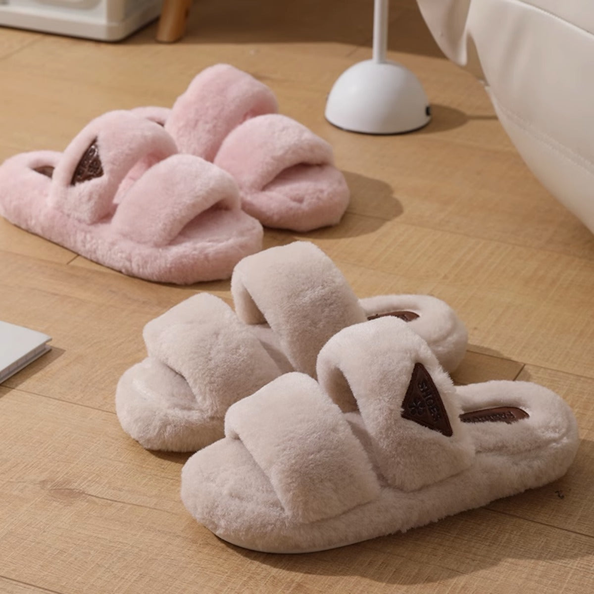 2023 New Women Plush Slippers for Outdoor Wear Korean Version Ins Shoes Autumn and Winter Indoor Plush Cotton Slippers for Women