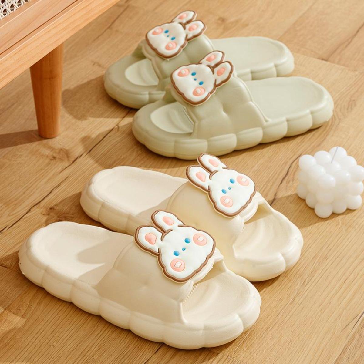 Women's Summer Indoor Home Bathroom Bath Non-Slip Cute Rabbit Shit Slippers Summer Outerwear