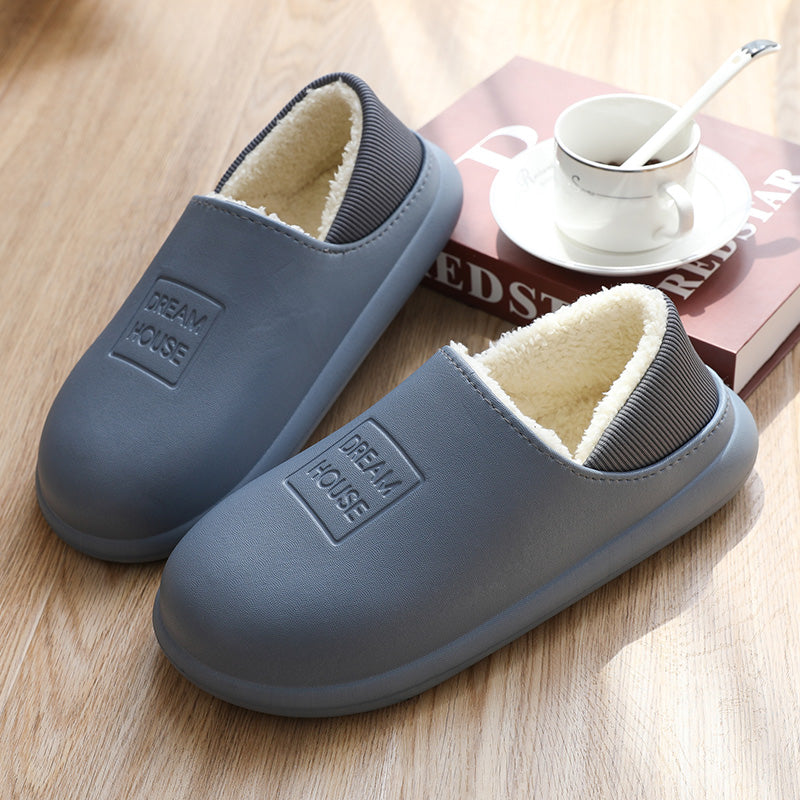 Women's Waterproof Autumn Winter Thick-soled Cotton Slippers EVA Plush Warm Cotton Shoes