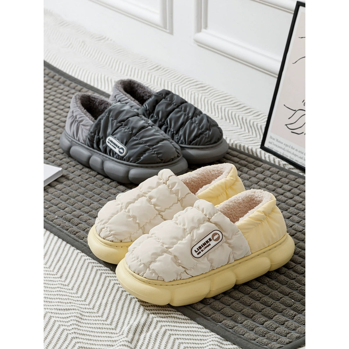 Cotton Slippers Women's Autumn and Winter Warmth Indoor Home Platform Outside Cotton Shoes