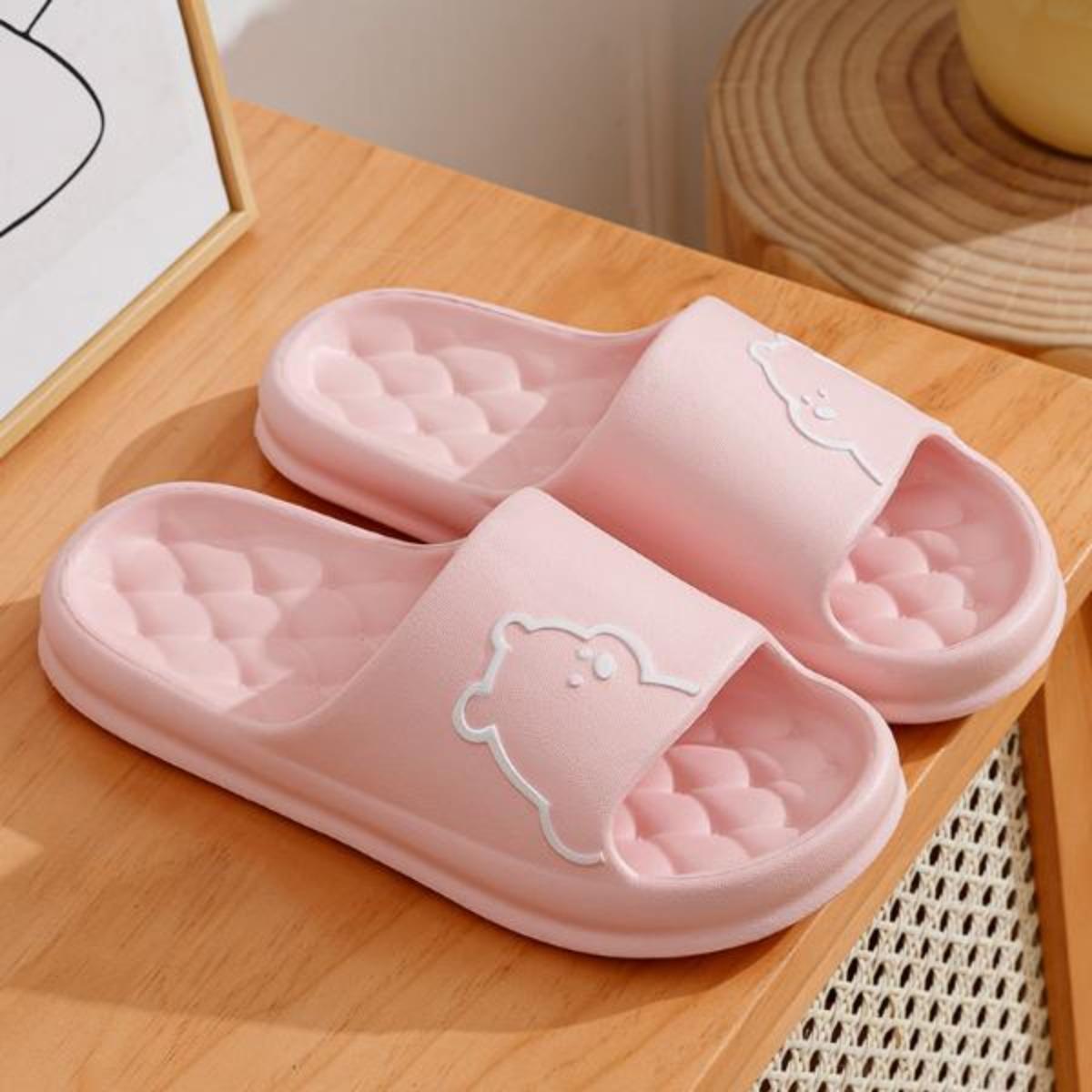 Women's Summer Cute Slip-on Slippers Cartoon Couple Interior Home Non-Slip Dormitory Platform Sandals for Men