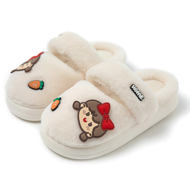 Plush Cotton Slippers Women's Winter Home Indoor Warm Cute Thick-Soled Cotton Slippers