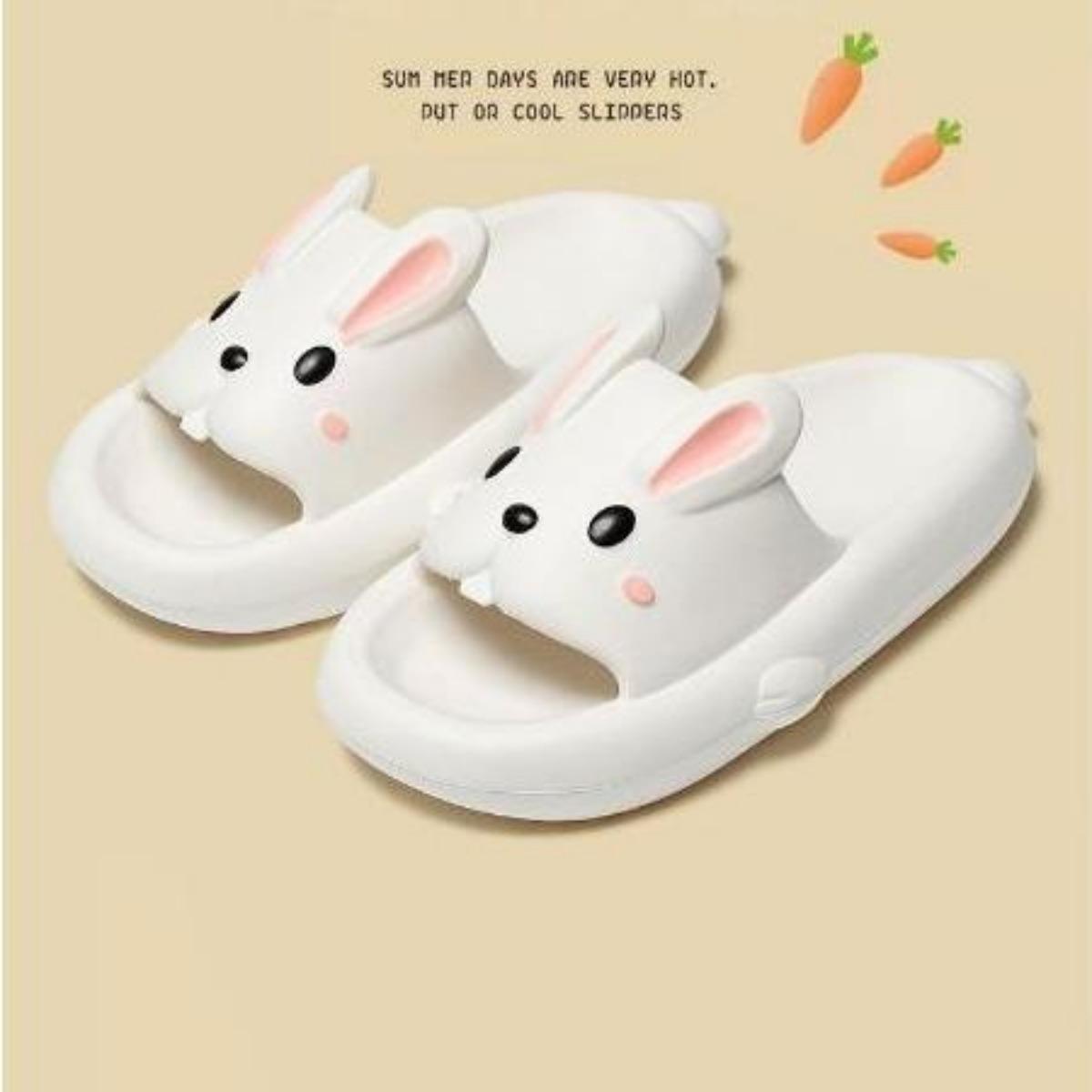 Rabbit Slippers Women's Summer Indoor Home Wear Bathroom Non-slip Stepping on Feces Feeling Super Soft Thick Bottom Sandals Summer