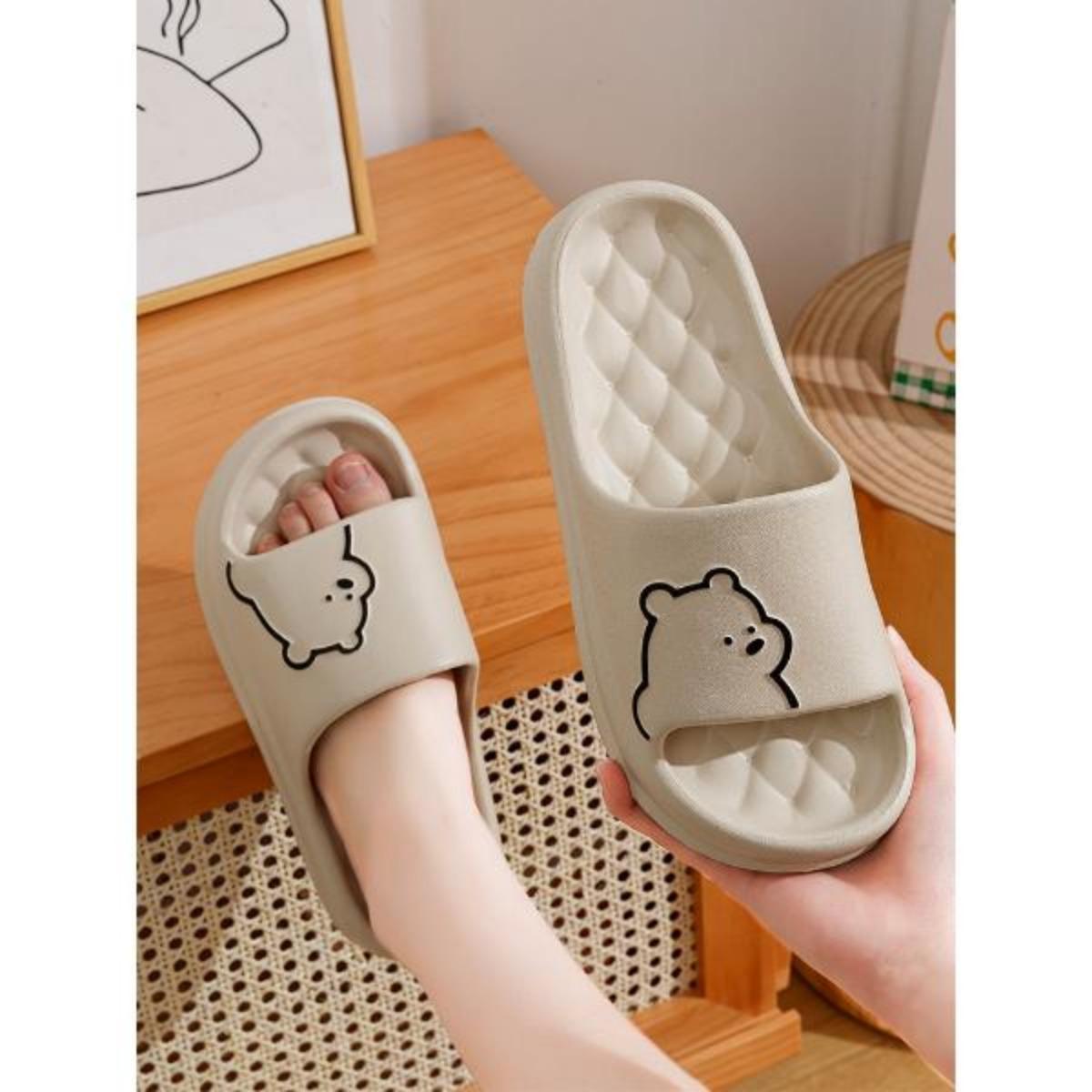 Women's Summer Cute Slip-on Slippers Cartoon Couple Interior Home Non-Slip Dormitory Platform Sandals for Men