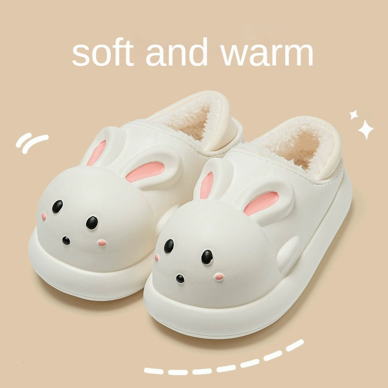 Parent-Child Children Cotton Slippers Girls Winter Middle and Big Children Home Waterproof Warm Keeping Girls Fluffy Slippers Bag Heel Outer Wear