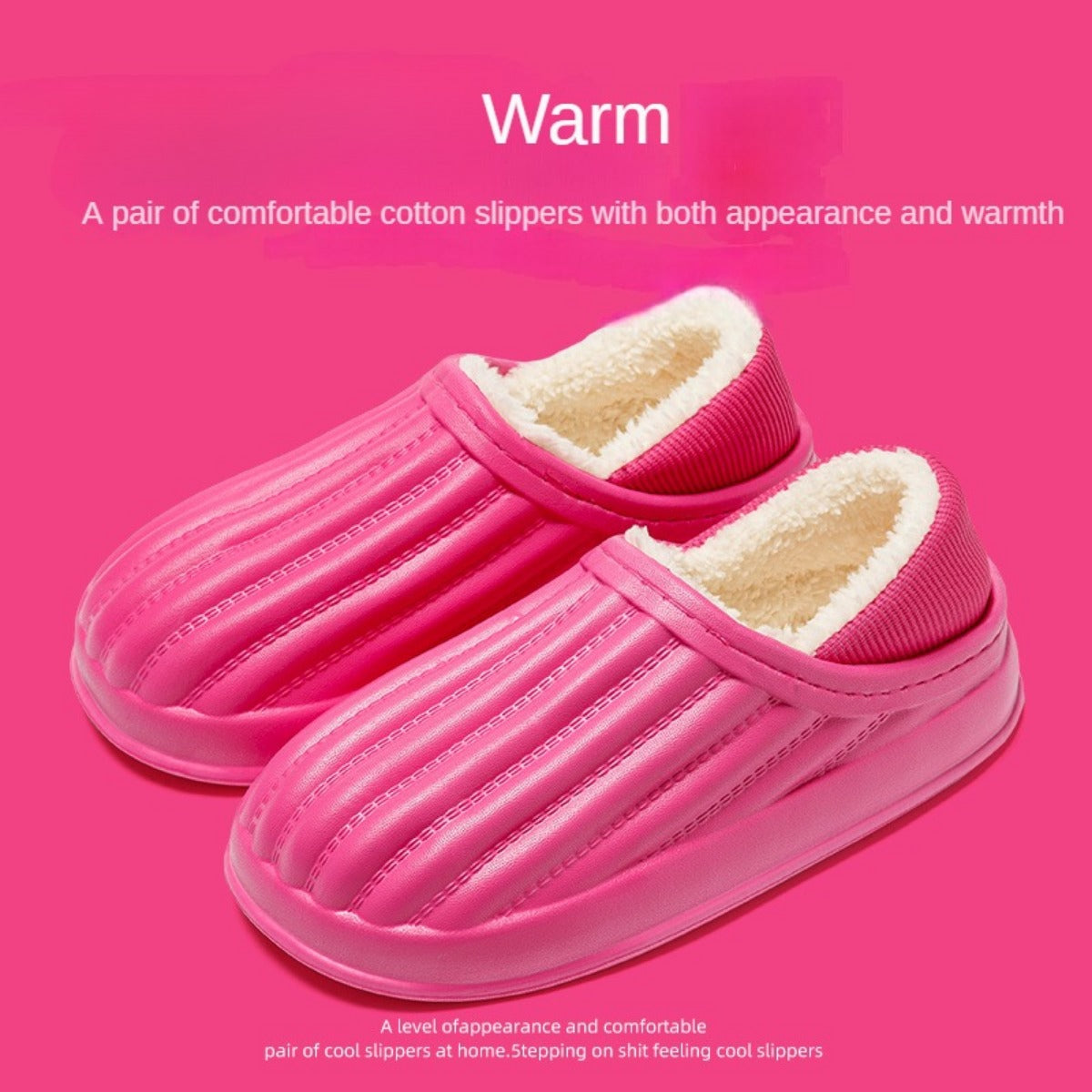 Waterproof Cotton Slippers Women's Autumn and Winter Indoor Home Thick Bottom Non-Slip Warm Plush Slippers Men's Bag Heel Confinement Cotton Shoes