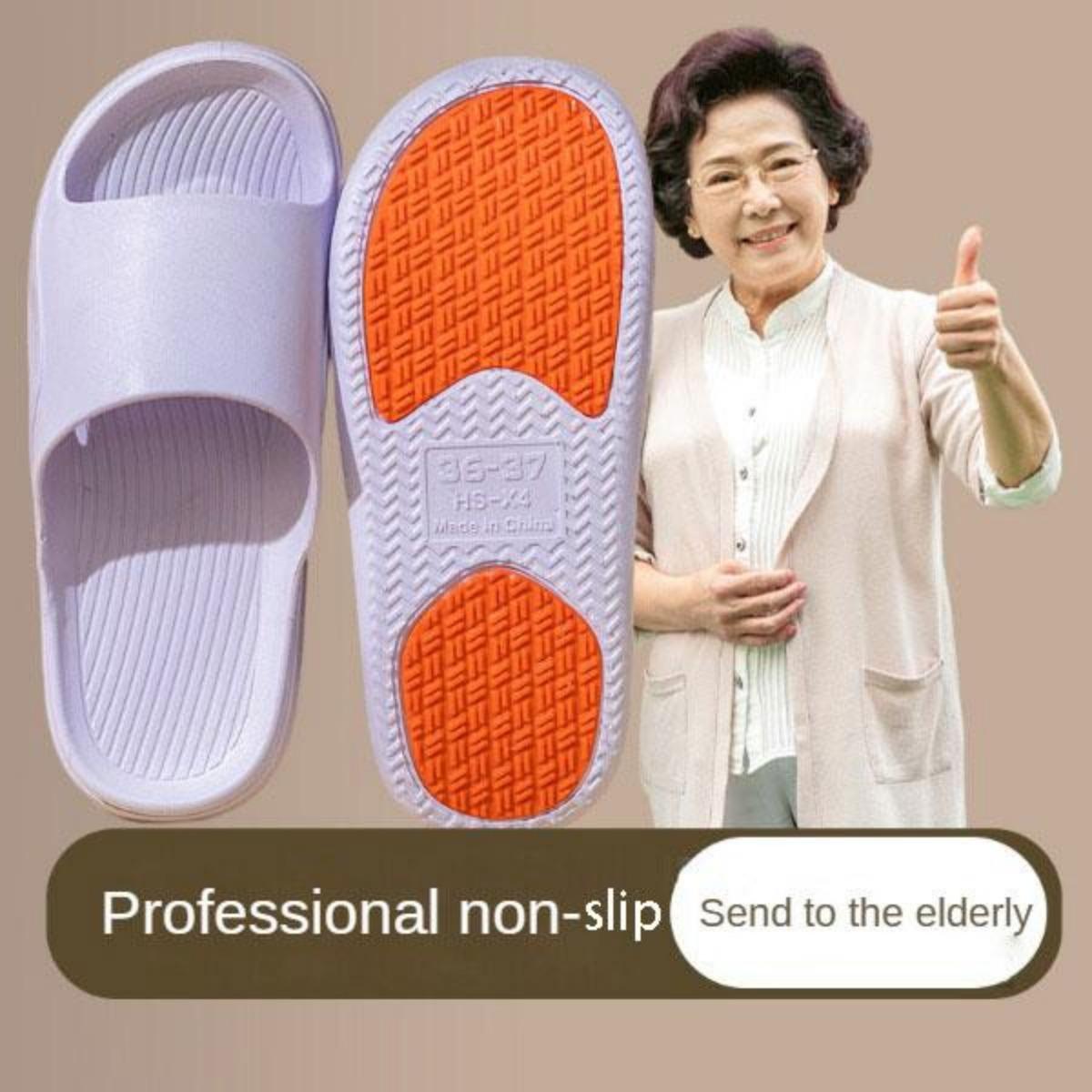 Elderly Non-Slip Slippers Indoor Home Summer Bathroom Bath Slippers Mom and Dad Middle-Aged and Elderly Male Female the Pregnant Home Slippers