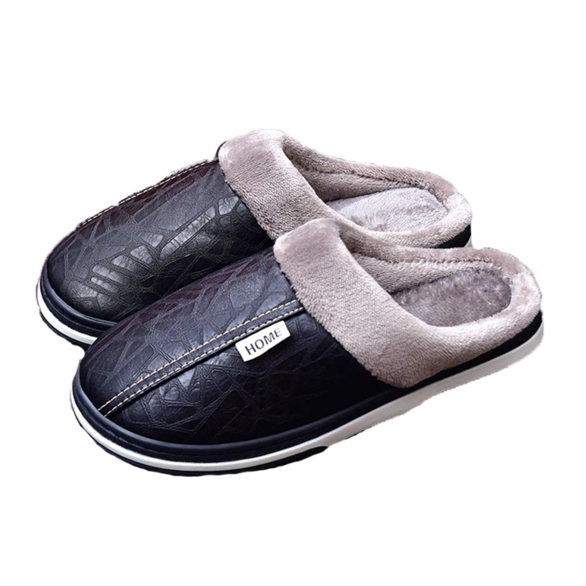 Middle-Aged and Elderly Thermal Cotton Slippers Men's Autumn and Winter Indoor Home Non-Slip Thick Bottom Home Plush Slippers for Women