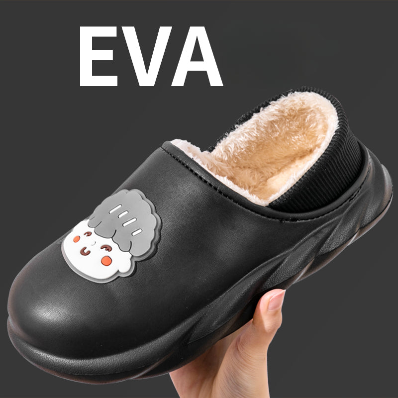 Waterproof Cotton Slippers Women's Autumn and Winter Bag Heel Home Indoor Non-Slip Warm Thick Bottom Furry Confinement Cotton-Padded Shoes Outer Wear