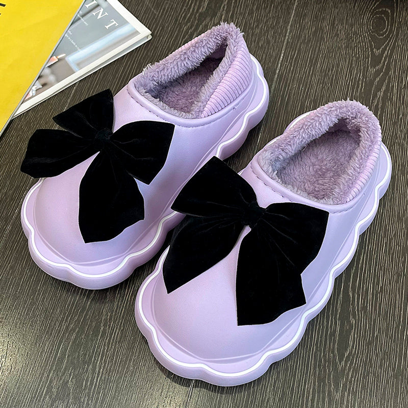 Autumn Winter Women Cute Warm Cotton Slippers Non-slip Waterproof Soft Cotton Slippers