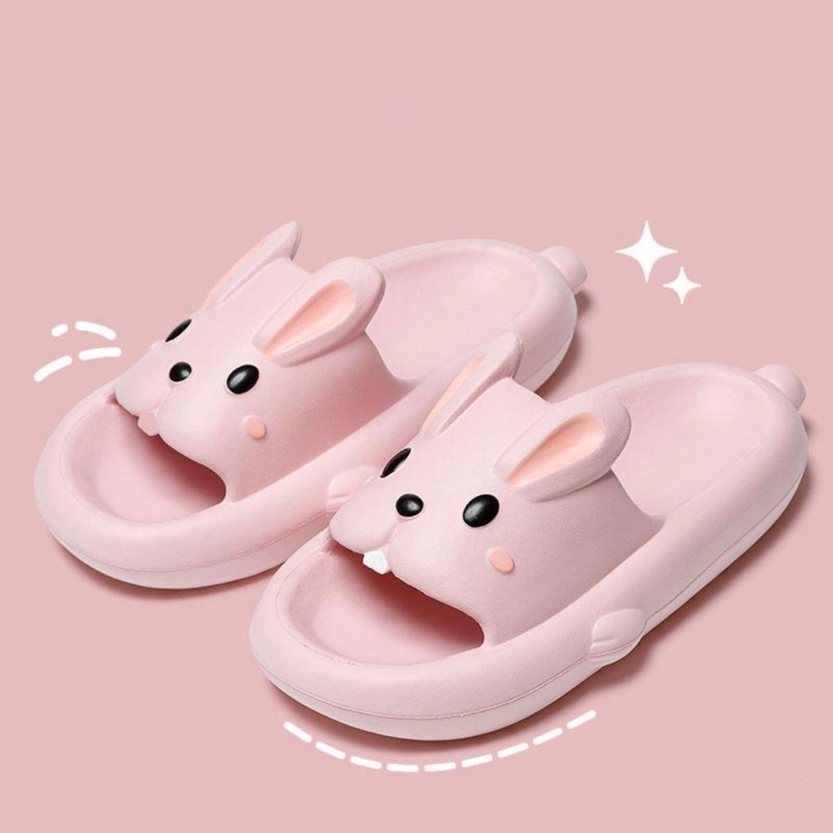 Rabbit Slippers Women's Summer Indoor Home Wear Bathroom Non-slip Stepping on Feces Feeling Super Soft Thick Bottom Sandals Summer