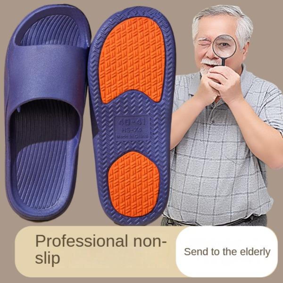 Elderly Non-Slip Slippers Indoor Home Summer Bathroom Bath Slippers Mom and Dad Middle-Aged and Elderly Male Female the Pregnant Home Slippers