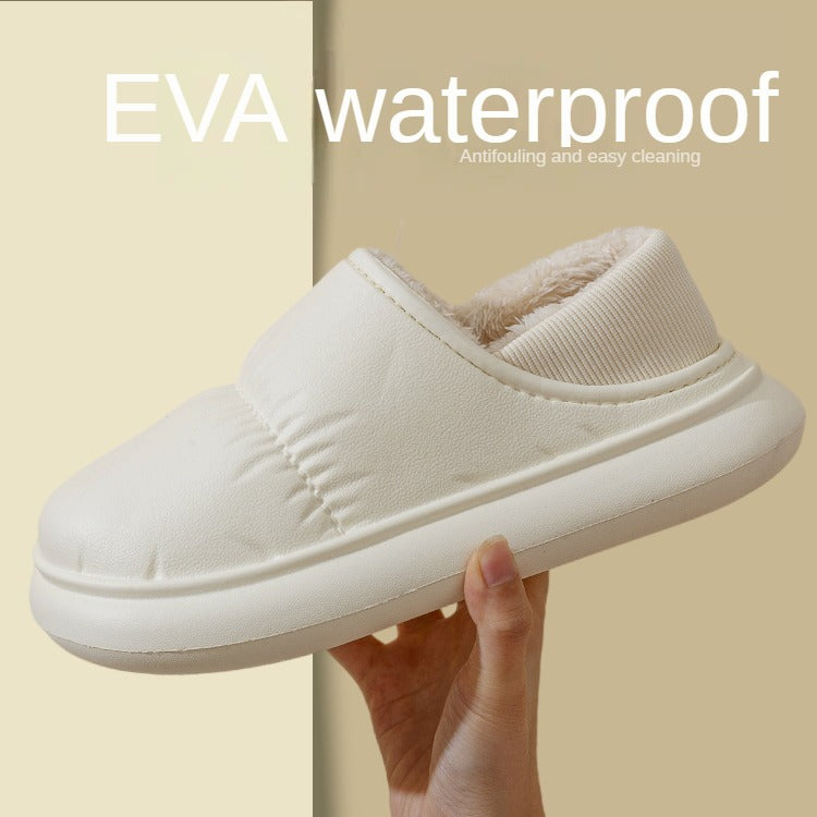 Waterproof Cotton Slippers Women's Winter Indoor Home Household Non-slip Pile Platform Warm Cotton Shoes