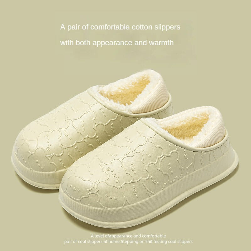 Cotton Slippers Women's Autumn and Winter Indoor Home Waterproof Warm Plush Cotton Shoes