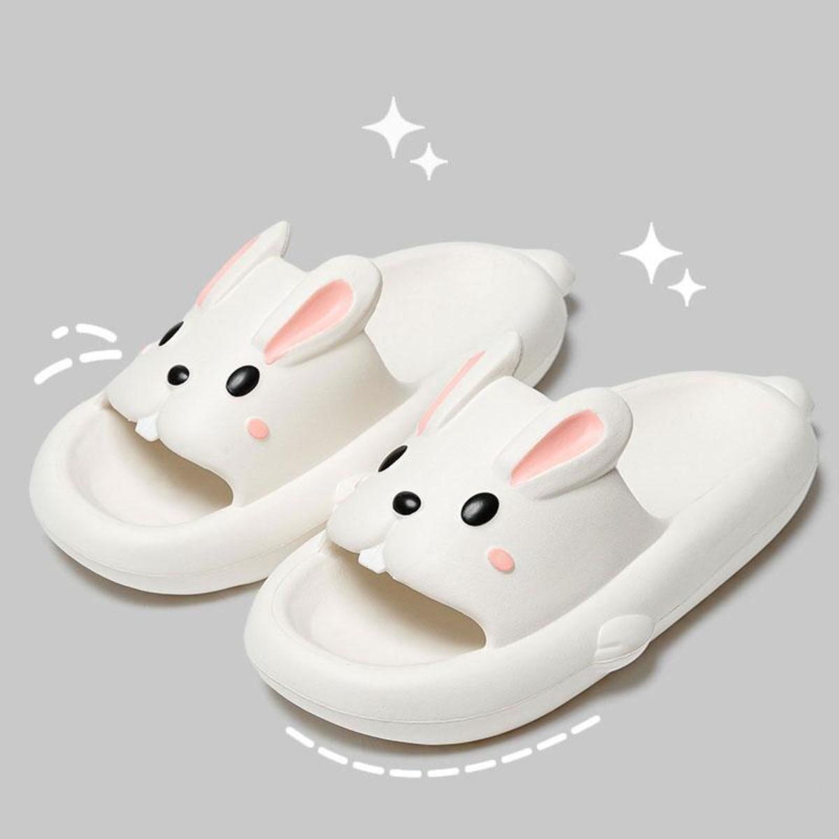 Rabbit Slippers Women's Summer Indoor Home Wear Bathroom Non-slip Stepping on Feces Feeling Super Soft Thick Bottom Sandals Summer