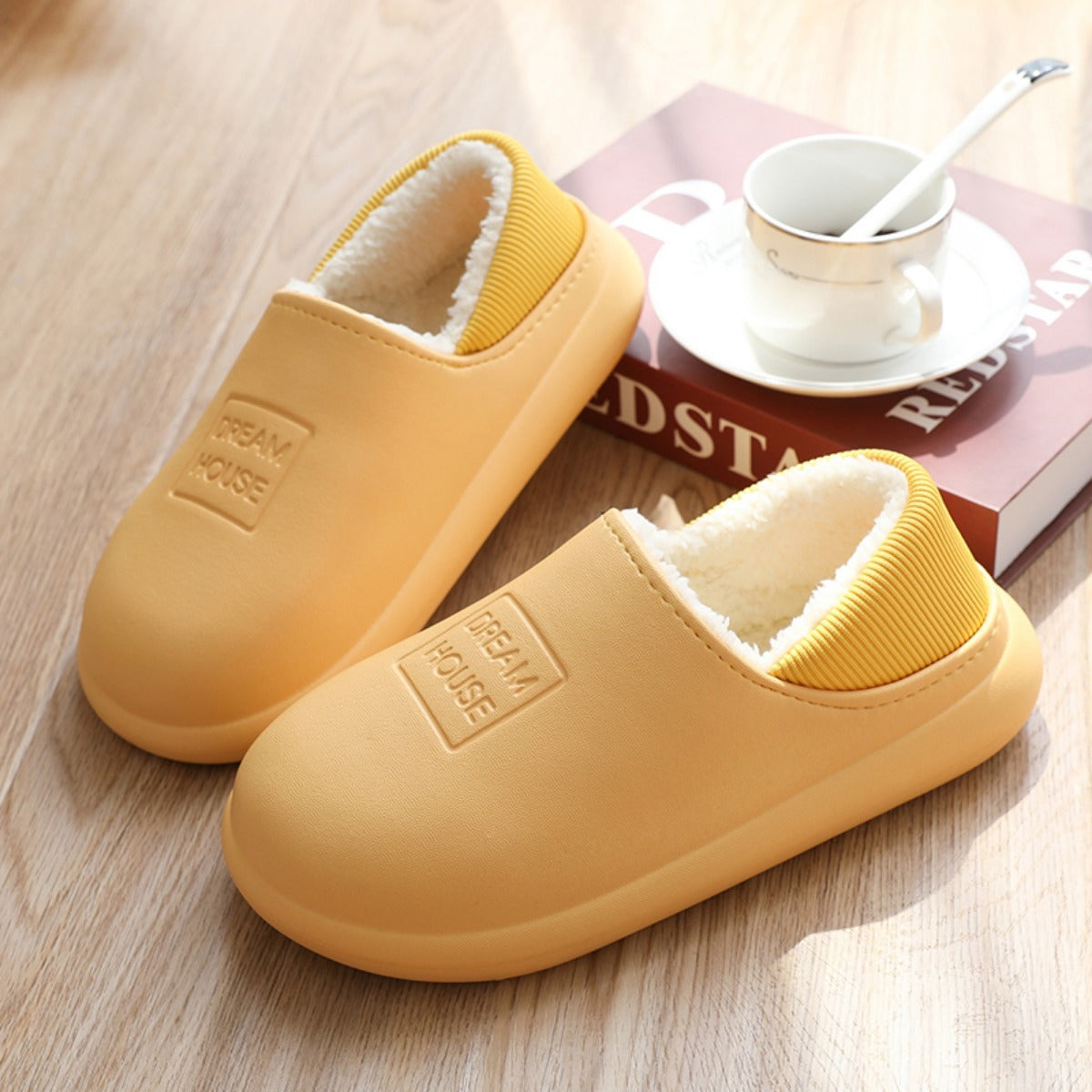 Winter Couple Ankle Wrap Cotton Slippers Men and Women Eva Shoes Can Wear outside Waterproof Thick Bottom Home Indoor Non-Slip Cotton Shoes