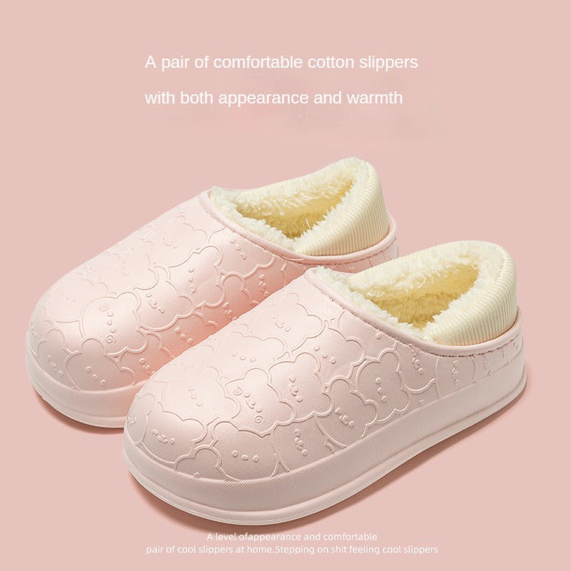 Cotton Slippers Women's Autumn and Winter Indoor Home Waterproof Warm Plush Cotton Shoes