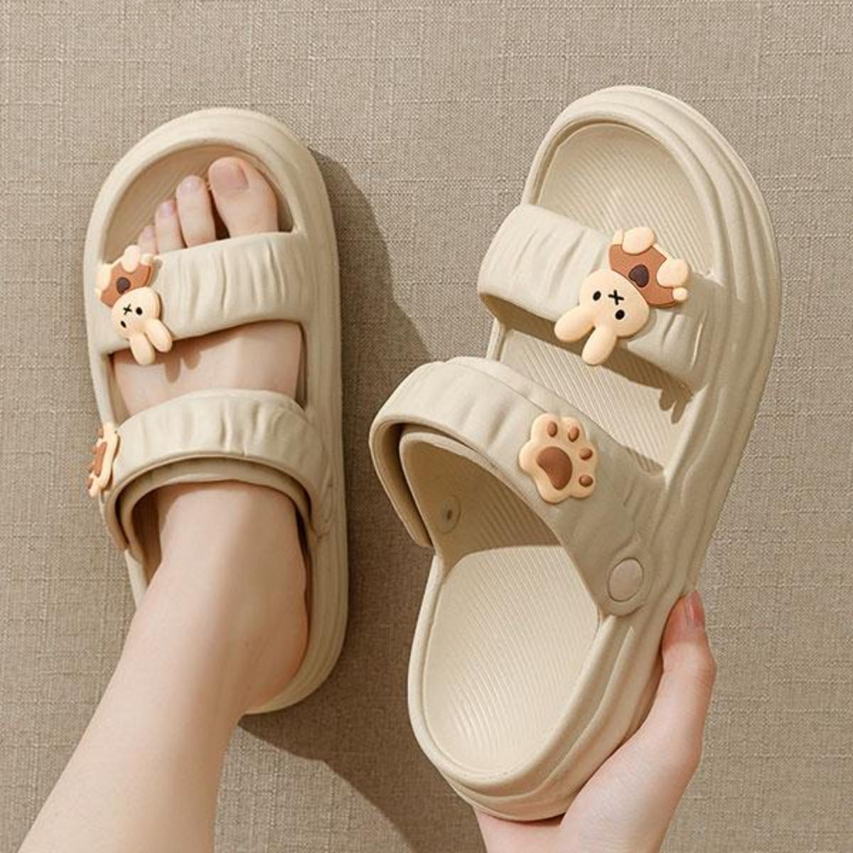 Women's Sandals Summer Outdoor Non-Slip Soft Bottom Fashion Home Home Half Slippers Beach Two Way Wear Slippers Height Increasing Sandals for Women