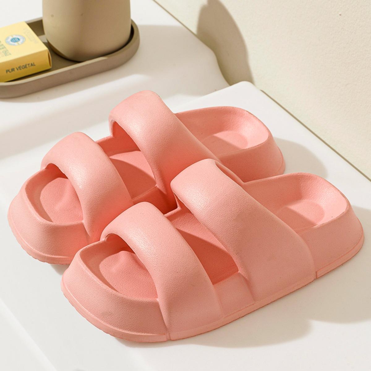 Women's Summer Indoor Home Thick-Soled Double-Strap Slippers Fashionable Outdoor Soft Beach Shoes for Women