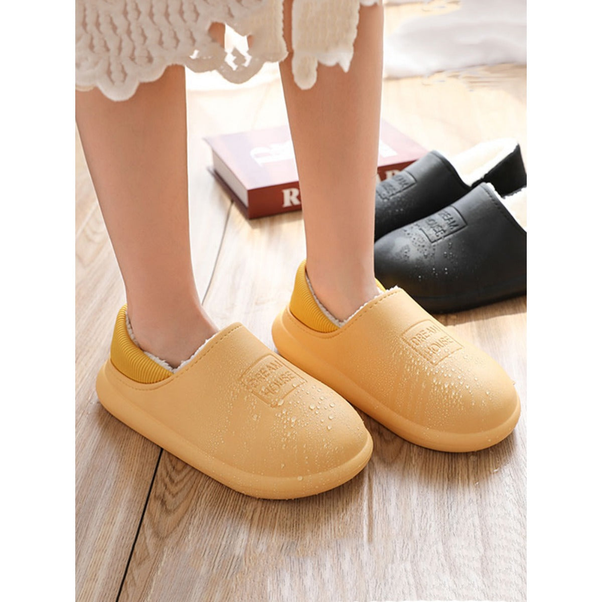 Free Shipping Women's Waterproof Autumn Winter Thick-soled Cotton Slippers for Home Men's Couples EVA Plush Warm Cotton Shoes