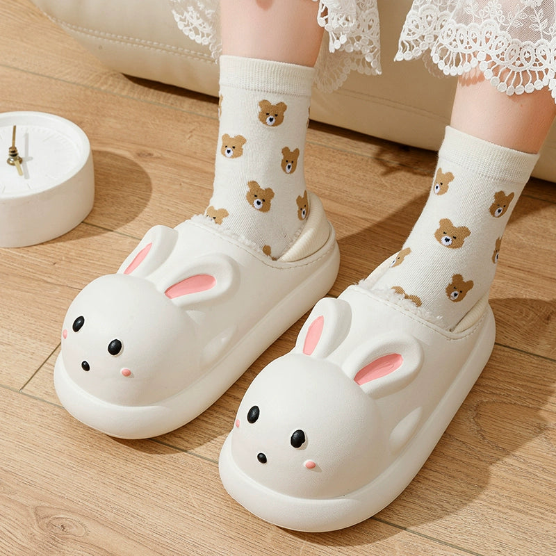 Parent-Child Children Cotton Slippers Girls Winter Middle and Big Children Home Waterproof Warm Keeping Girls Fluffy Slippers Bag Heel Outer Wear