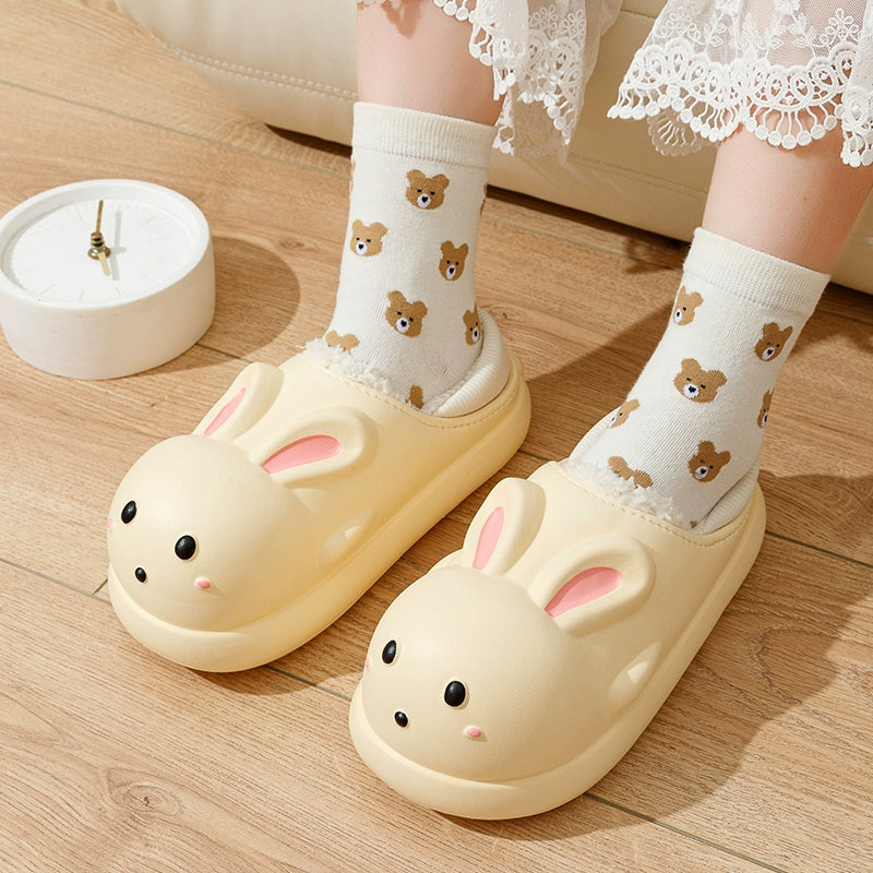 Parent-Child Children Cotton Slippers Girls Winter Middle and Big Children Home Waterproof Warm Keeping Girls Fluffy Slippers Bag Heel Outer Wear