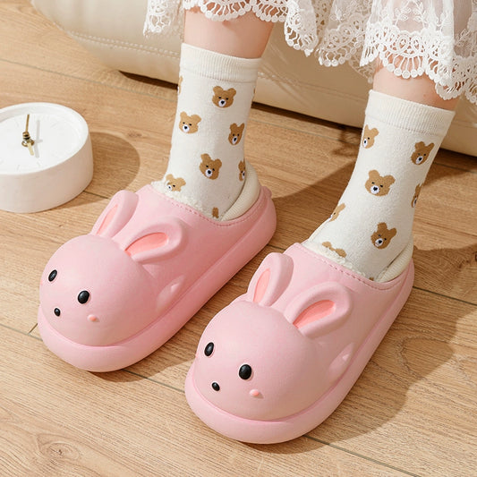 Parent-Child Children Cotton Slippers Girls Winter Middle and Big Children Home Waterproof Warm Keeping Girls Fluffy Slippers Bag Heel Outer Wear