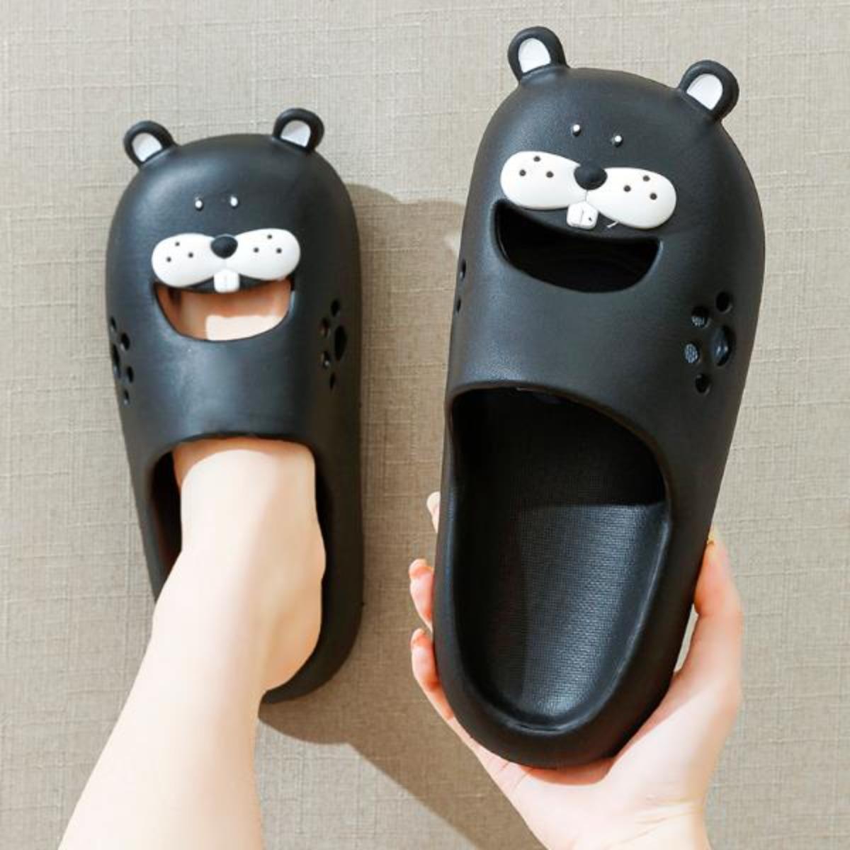 Home Slippers Female Summer New Indoor Non-Slip Silent Bath Cute Head Cover Couple Summer Outerwear Slippers Men