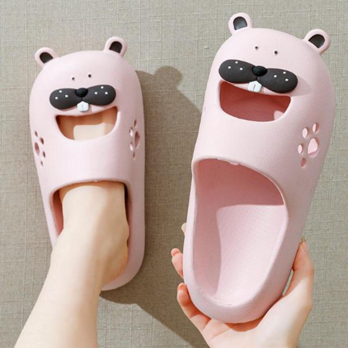 Home Slippers Female Summer New Indoor Non-Slip Silent Bath Cute Head Cover Couple Summer Outerwear Slippers Men