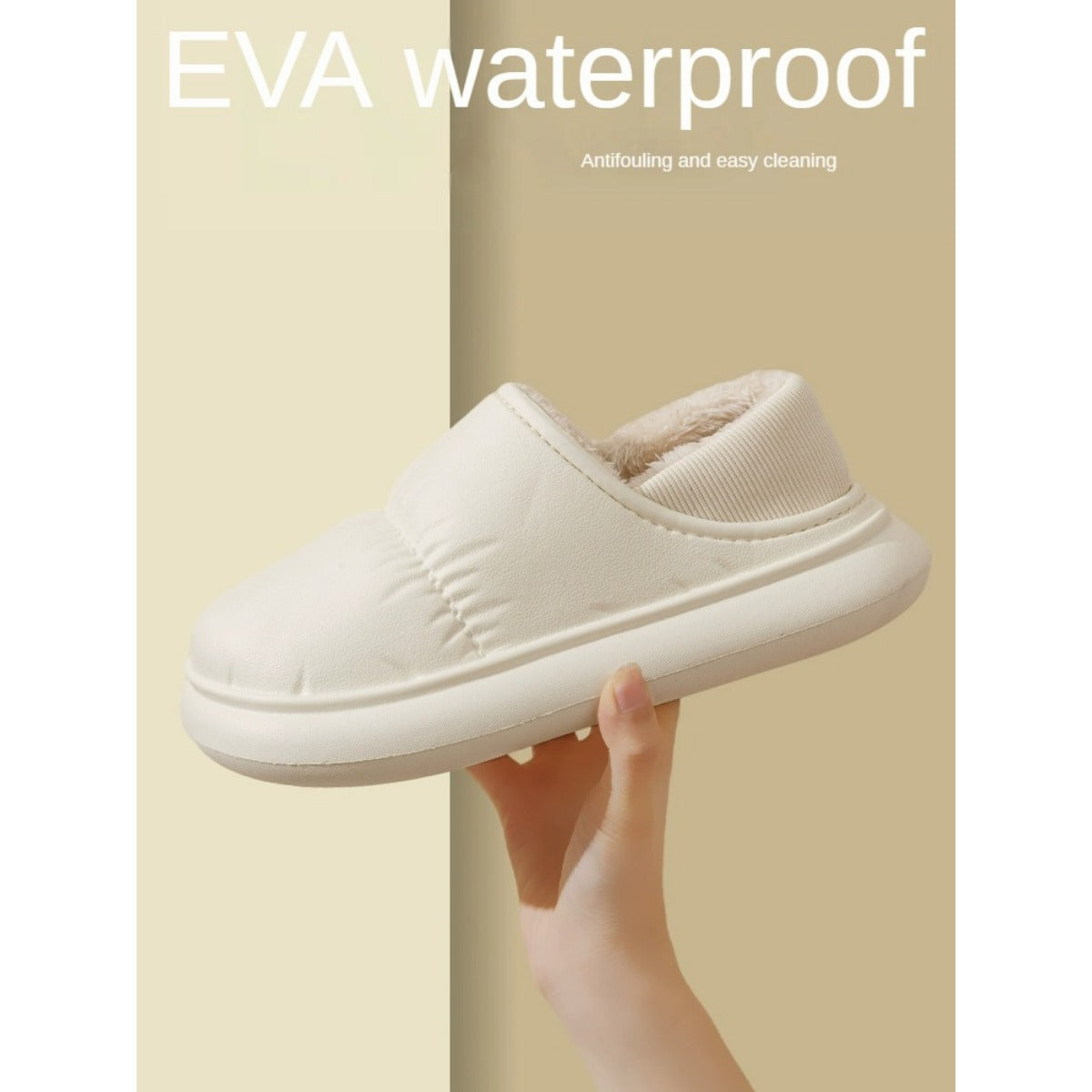 Waterproof Cotton Slippers Women's Winter Indoor Home Household Non-slip Pile Platform Warm Cotton Shoes