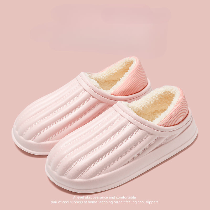 Waterproof Cotton Slippers for Women in Autumn and Winter 2023 New Indoor Home Anti-skid Plush Cotton Slippers for Household Use