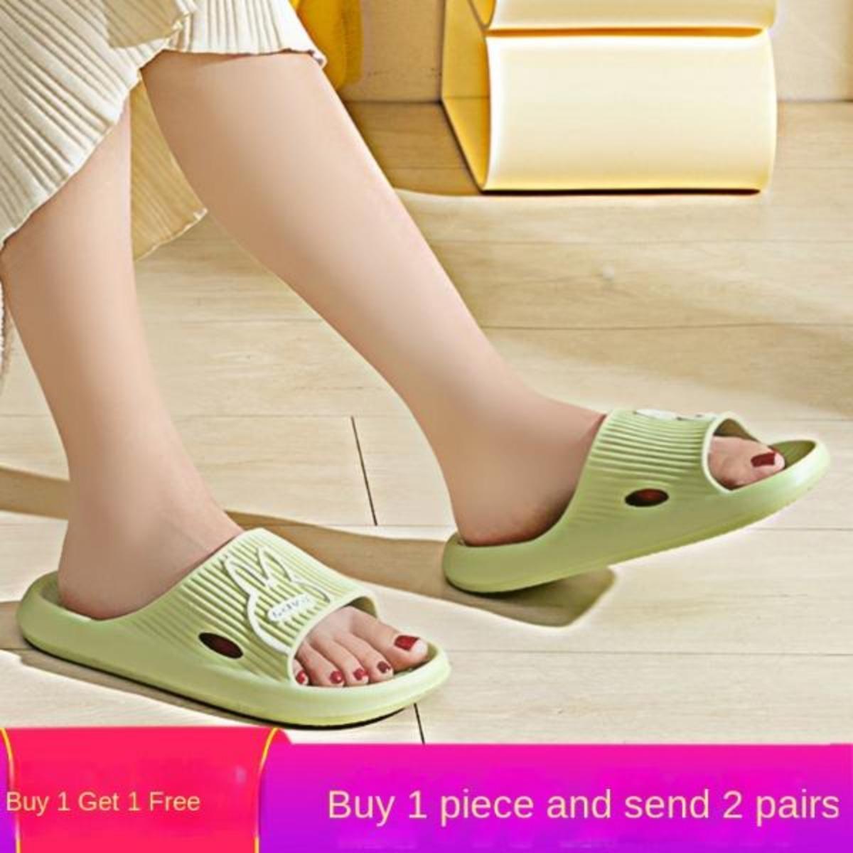 Buy One Get One Free Outdoor Slippers for Women Summer Indoor Household Bathroom Non-Slip Platform Eva Couple Slippers for Men