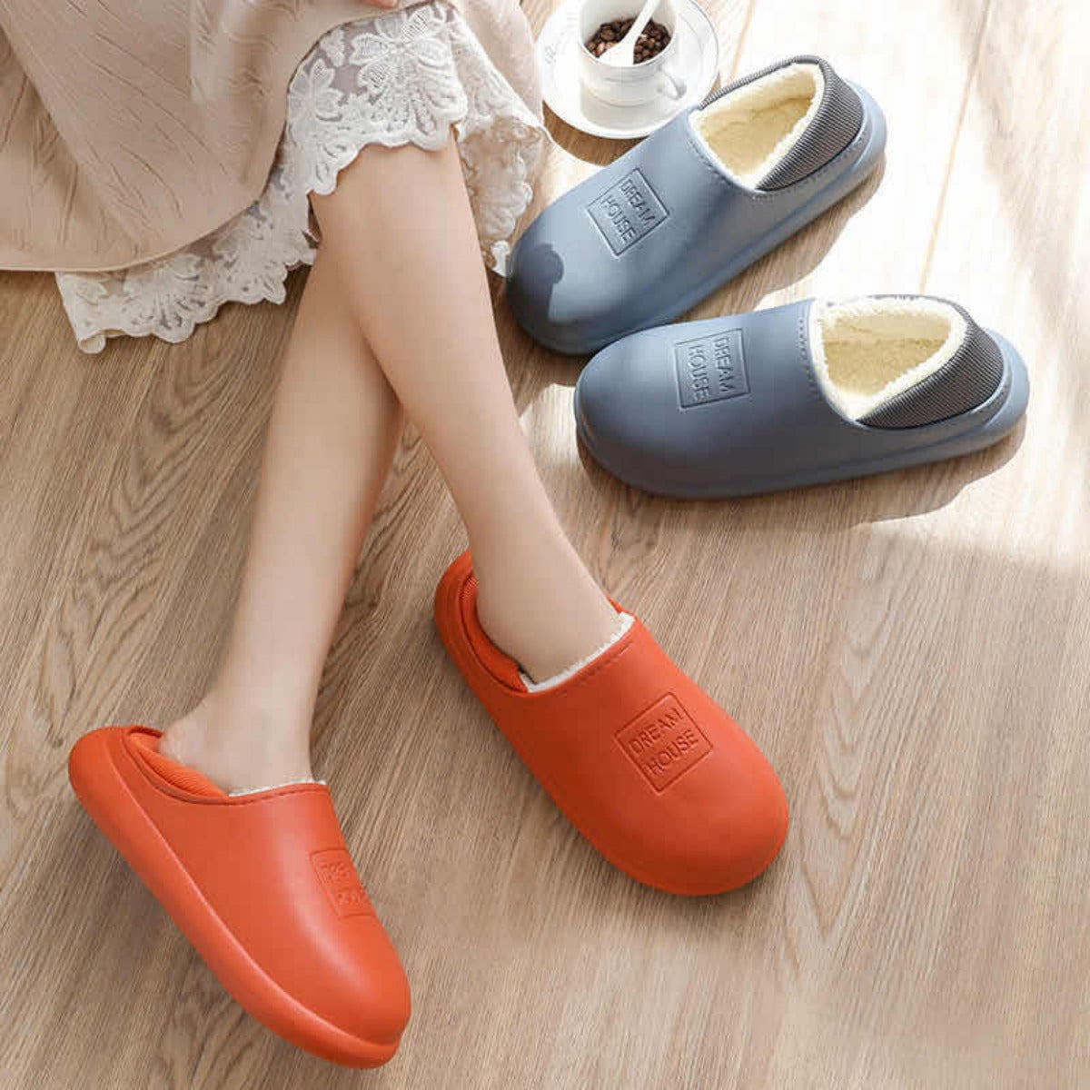 Free Shipping Women's Waterproof Autumn Winter Thick-soled Cotton Slippers for Home Men's Couples EVA Plush Warm Cotton Shoes