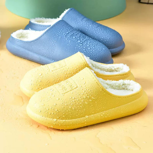 Waterproof Cotton Slippers Women's Winter Indoor Home Thermal Cotton Slippers Cotton Slippers Autumn and Winter Couple Can Outdoor Cotton-Padded Shoes Men