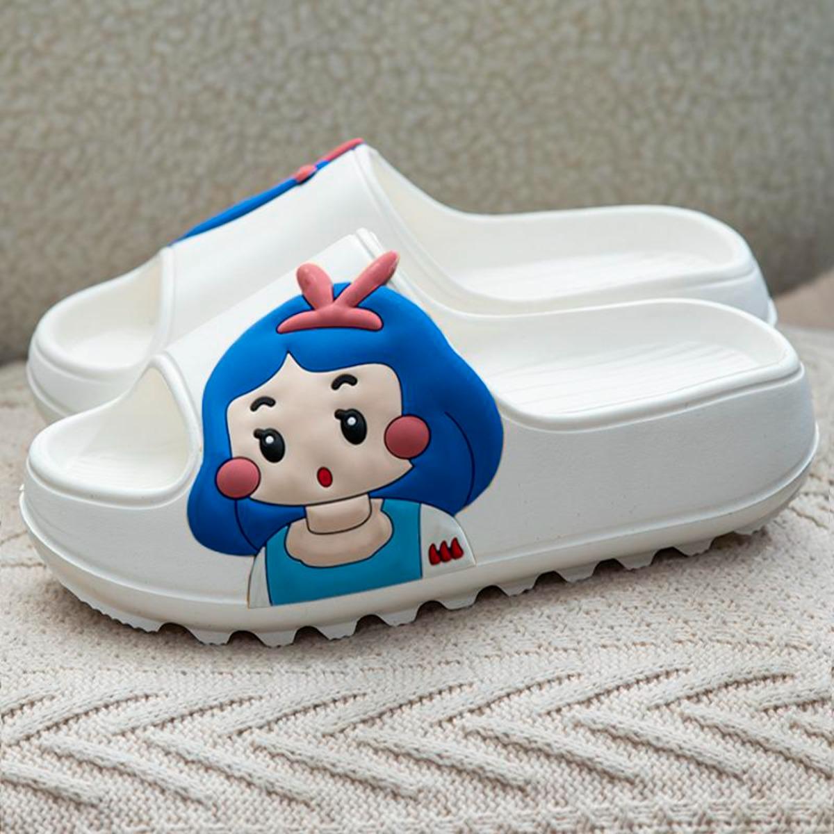 Platform Slippers Female Summer Outerwear Cute Indoor Home Bath Non-Slip Mute Cartoon Couples Sandals Men