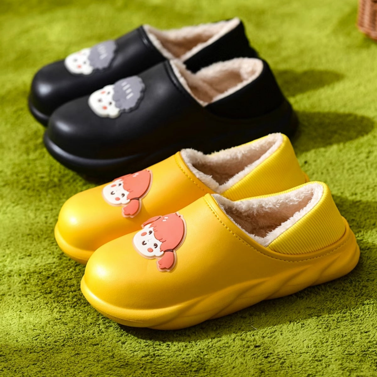 Waterproof Cotton Slippers Women's Autumn and Winter Bag Heel Home Indoor Non-Slip Warm Thick Bottom Furry Confinement Cotton-Padded Shoes Outer Wear