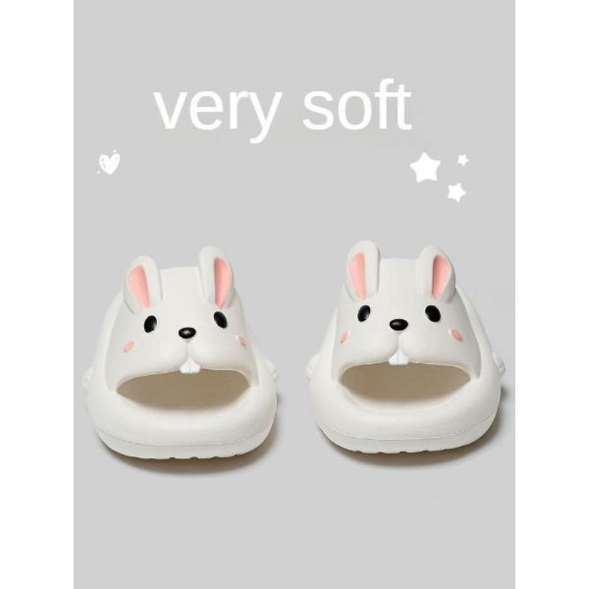 Rabbit Slippers Women's Summer Indoor Home Wear Bathroom Non-slip Stepping on Feces Feeling Super Soft Thick Bottom Sandals Summer