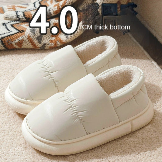 Cotton Slippers Women's Winter Bag Heel Outer Wear Fleece-Lined Waterproof Soft Bottom Home Warm Non-Slip Couples Cotton Shoes