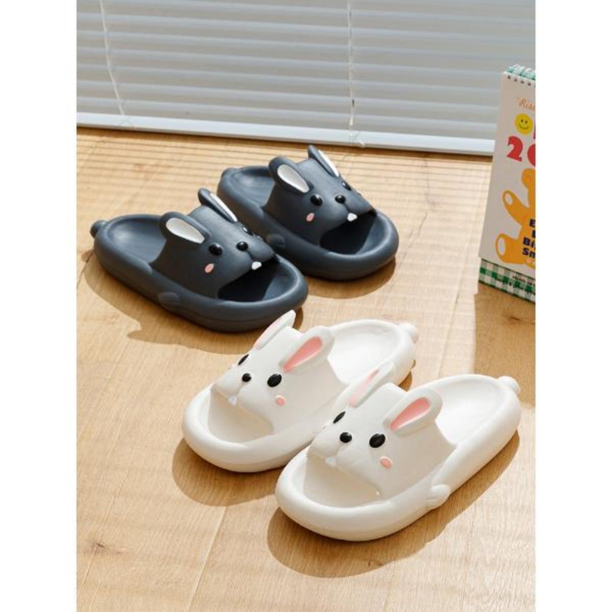 Rabbit Slippers Women's Summer Indoor Home Wear Bathroom Non-slip Stepping on Feces Feeling Super Soft Thick Bottom Sandals Summer