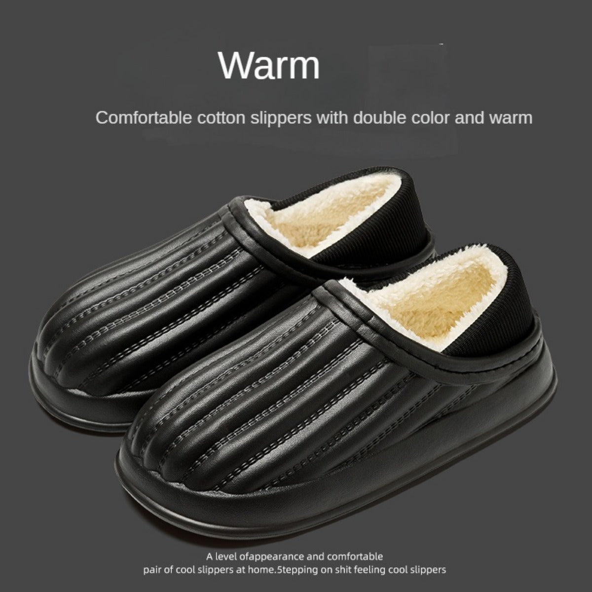 Waterproof Cotton Slippers Women's Autumn and Winter Indoor Home Thick Bottom Non-Slip Warm Plush Slippers Men's Bag Heel Confinement Cotton Shoes