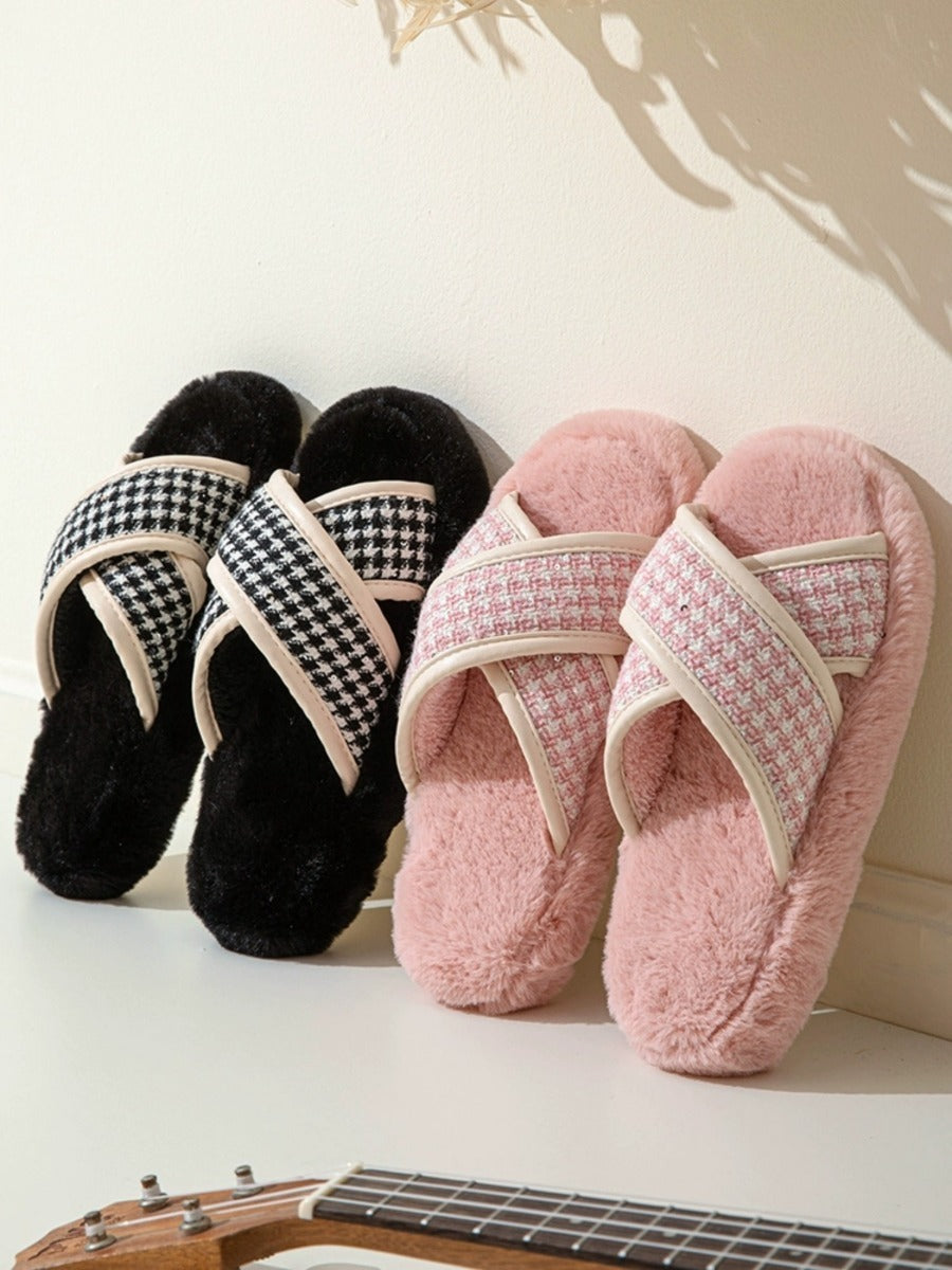 Thick Bottom Fluffy Slippers Women's Outer Wear 2023 New Autumn and Winter Fashion Plush Cotton Slippers Women