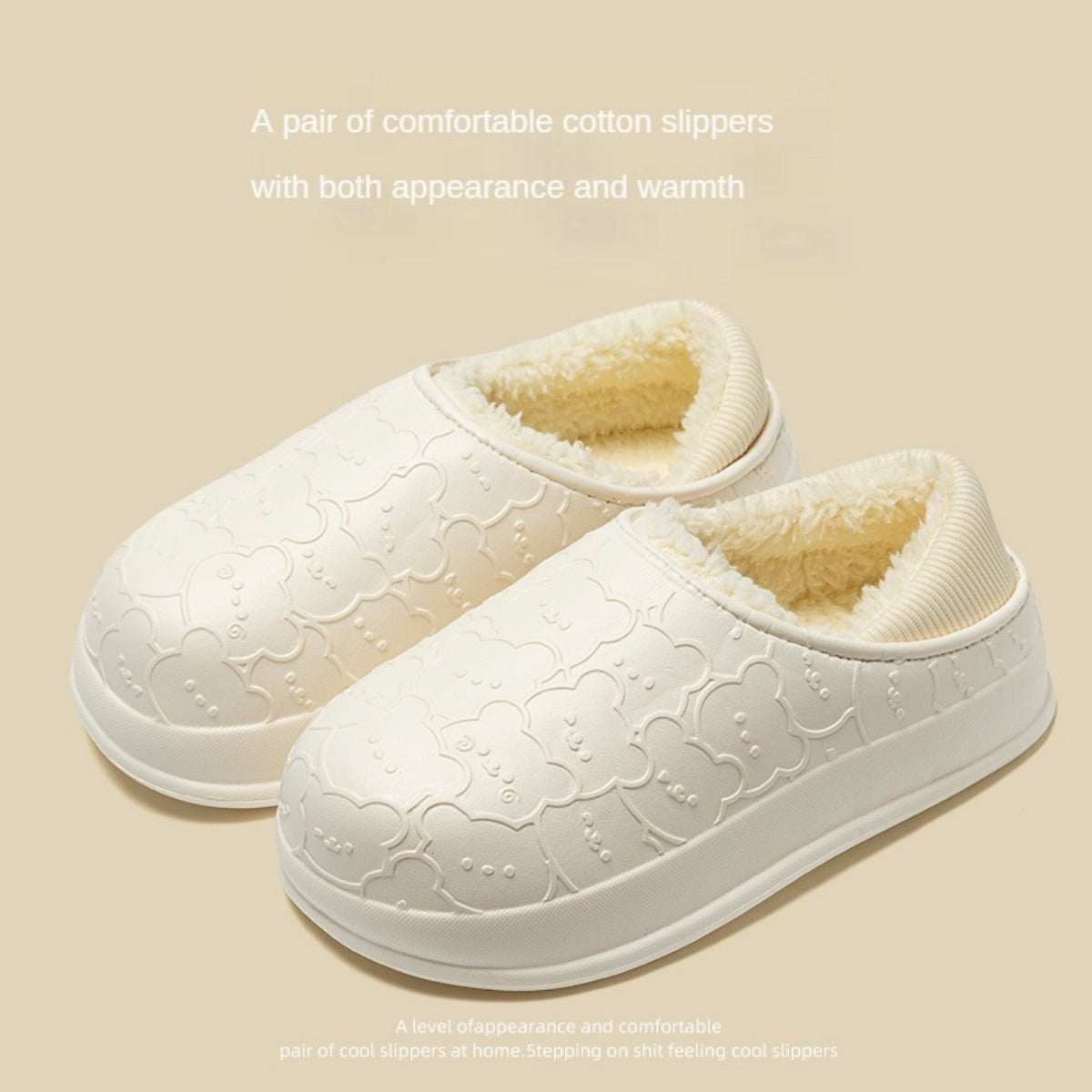 Cotton Slippers Women's Indoor Home Waterproof Warm Plush Cotton Shoes