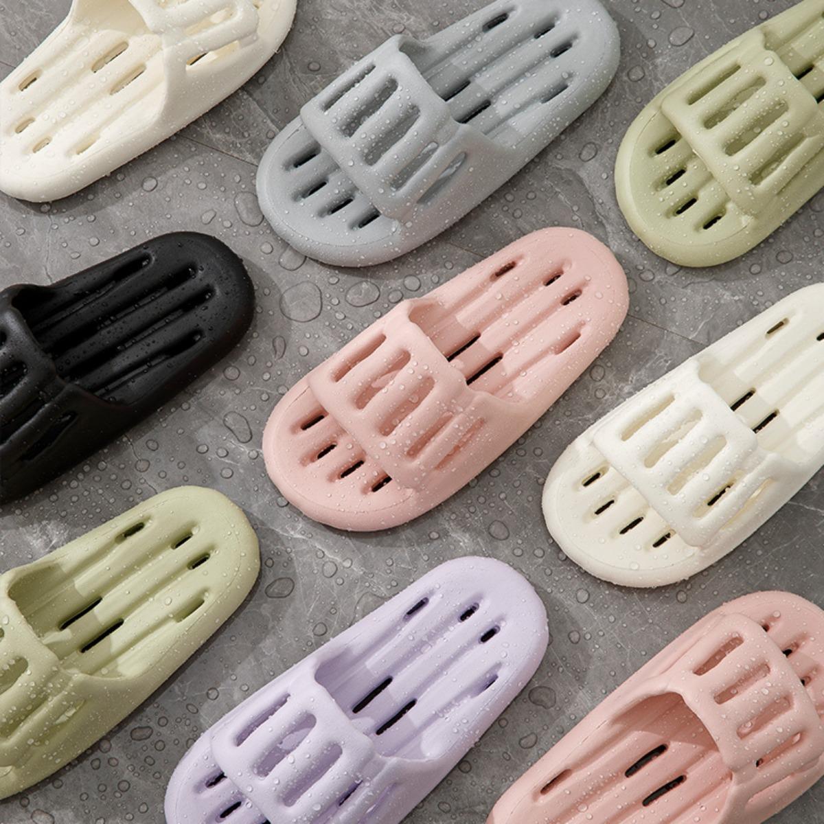 Summer Women Soft Bath Slippers Ladies Non Slip Leaky Home Soft Sole Eva Couple Slippers Men