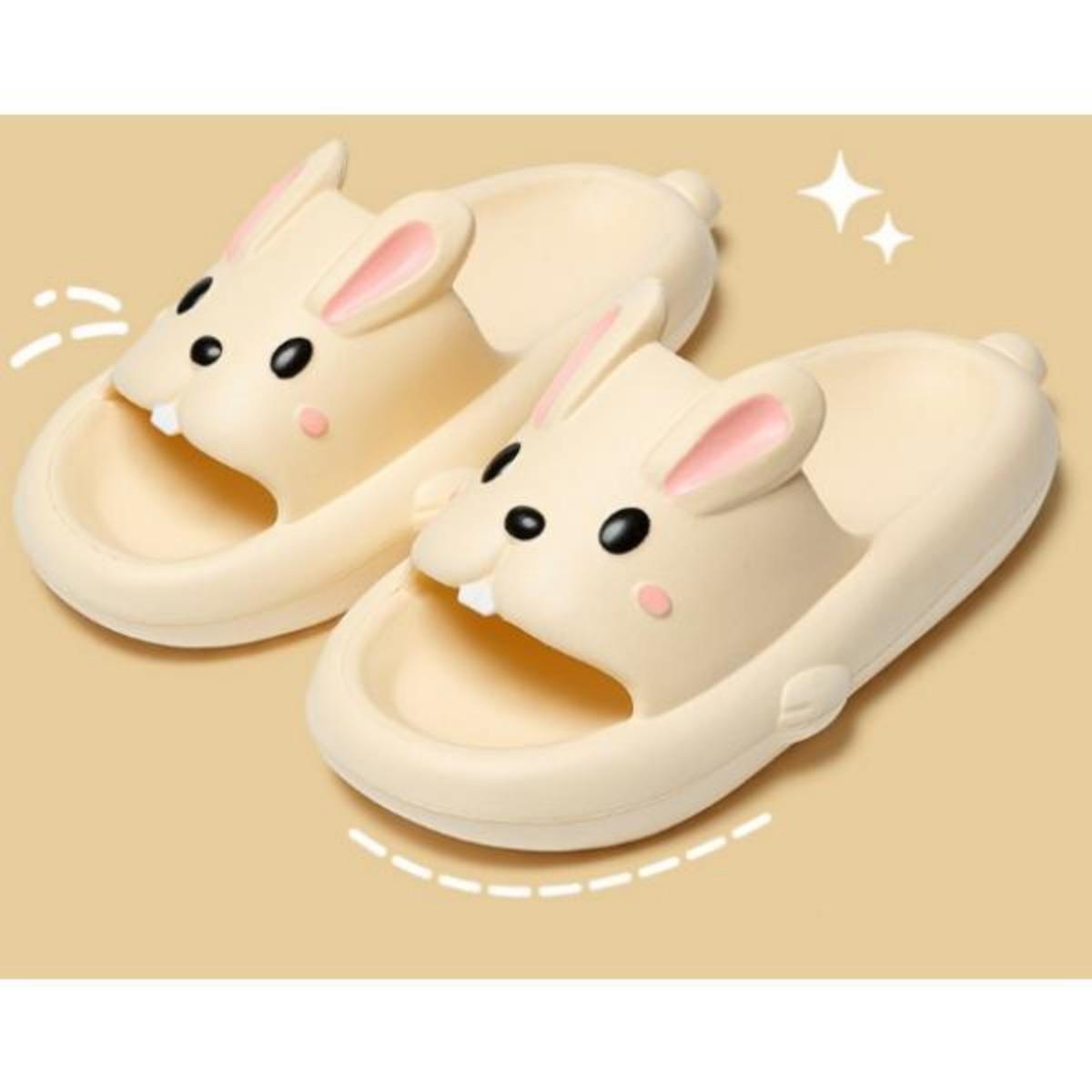 Rabbit Slippers Women's Summer Indoor Home Wear Bathroom Non-slip Stepping on Feces Feeling Super Soft Thick Bottom Sandals Summer